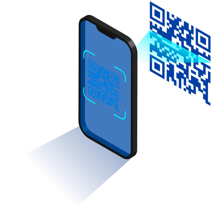 Celular moderno lendo QR Code